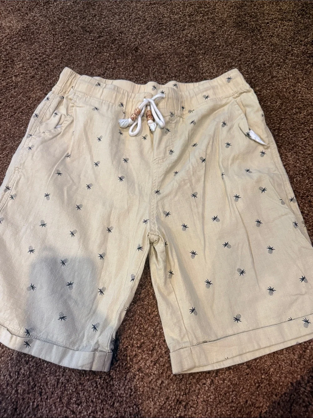 Men's Beige Palm-Print Shorts